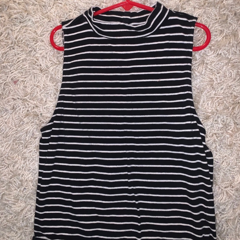 Striped Mock Neck Tank Top